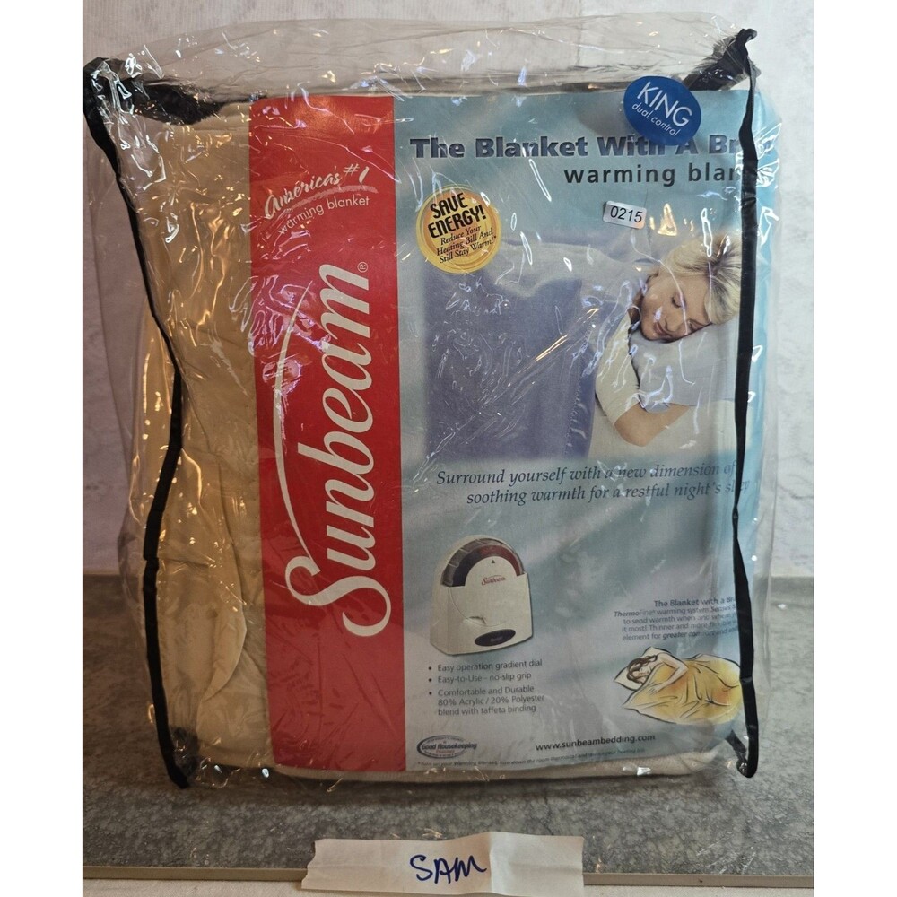 Sunbeam King Heated Electric Warming Blanket Dual Control Beige 4384-030 NOS